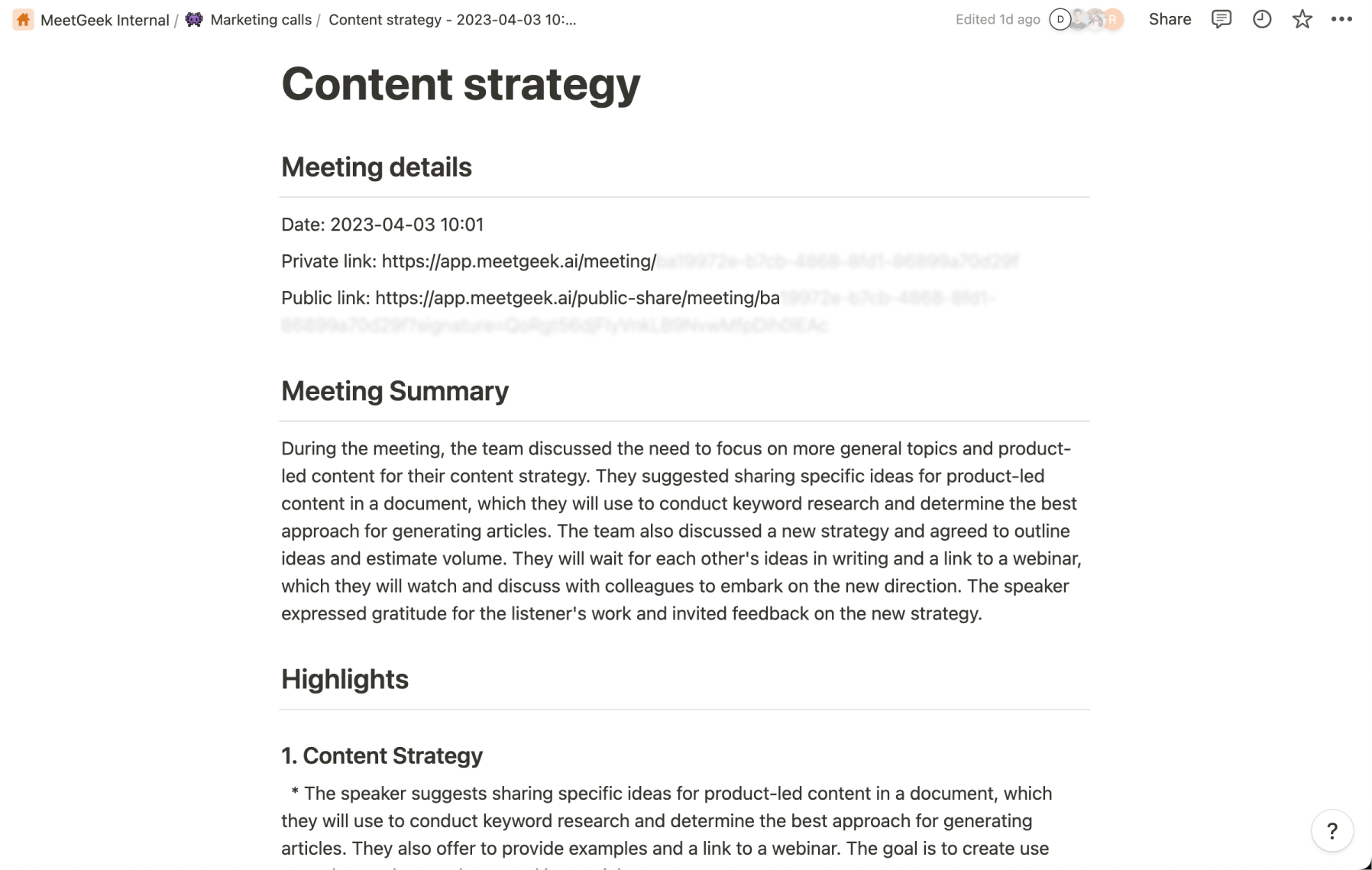 meetgeek integration with notion