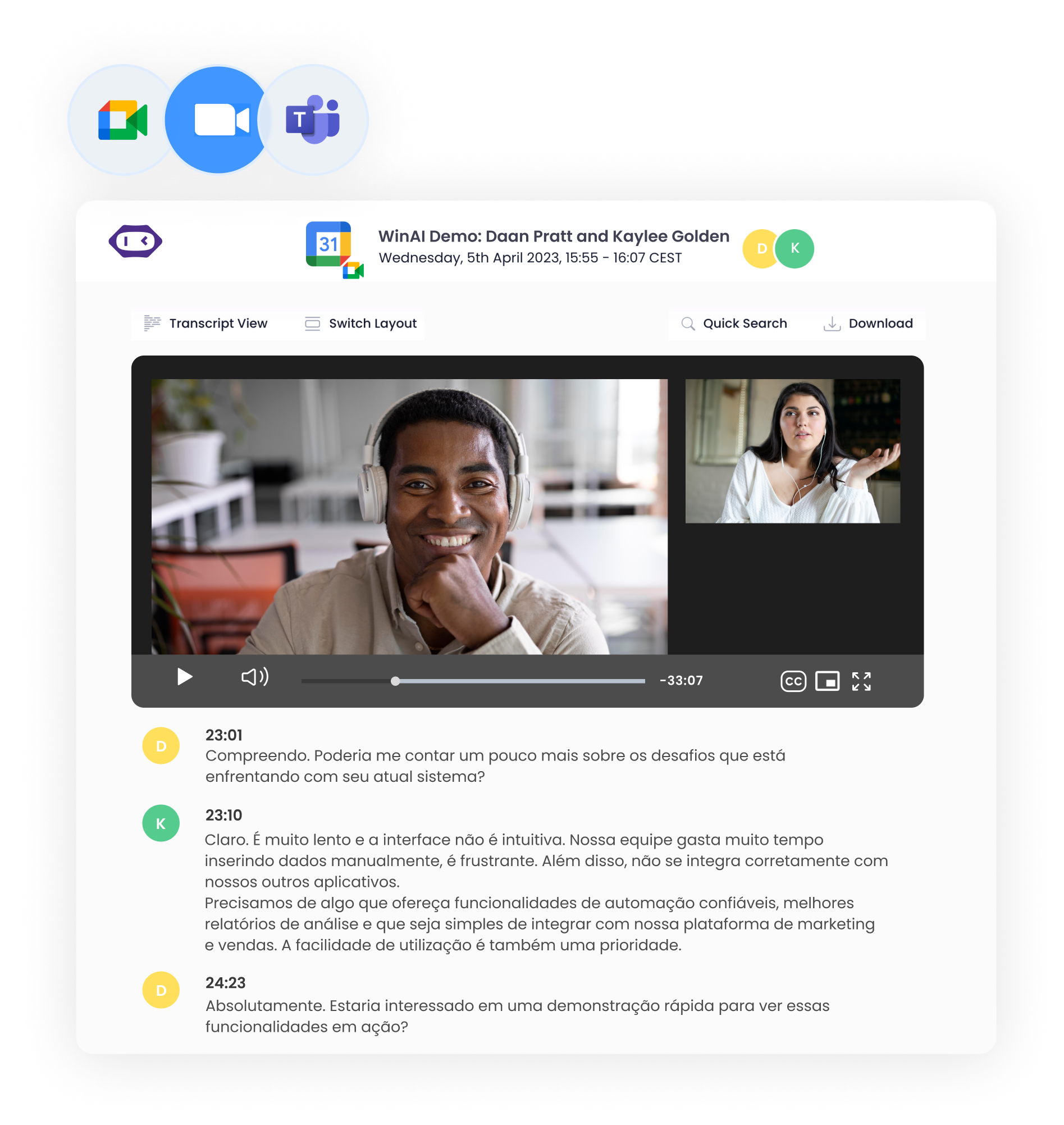 transformar áudio em texto para reuniões online