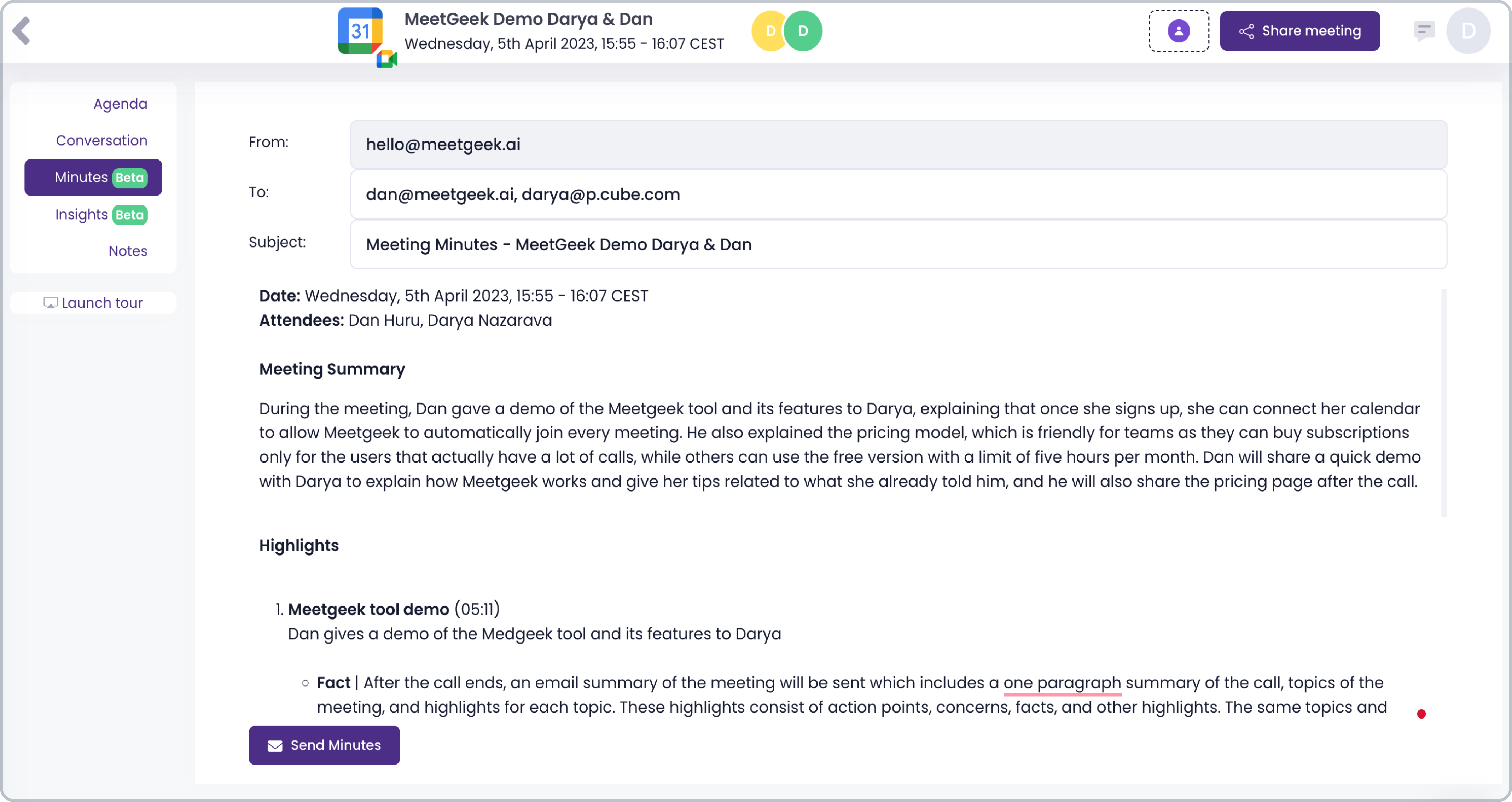 meeting summary template