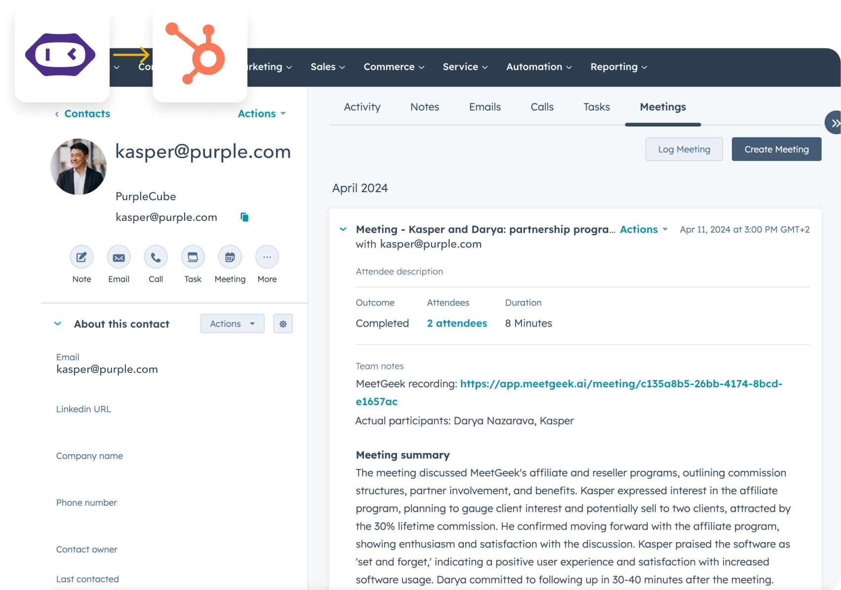 meeting notes in hubspot crm